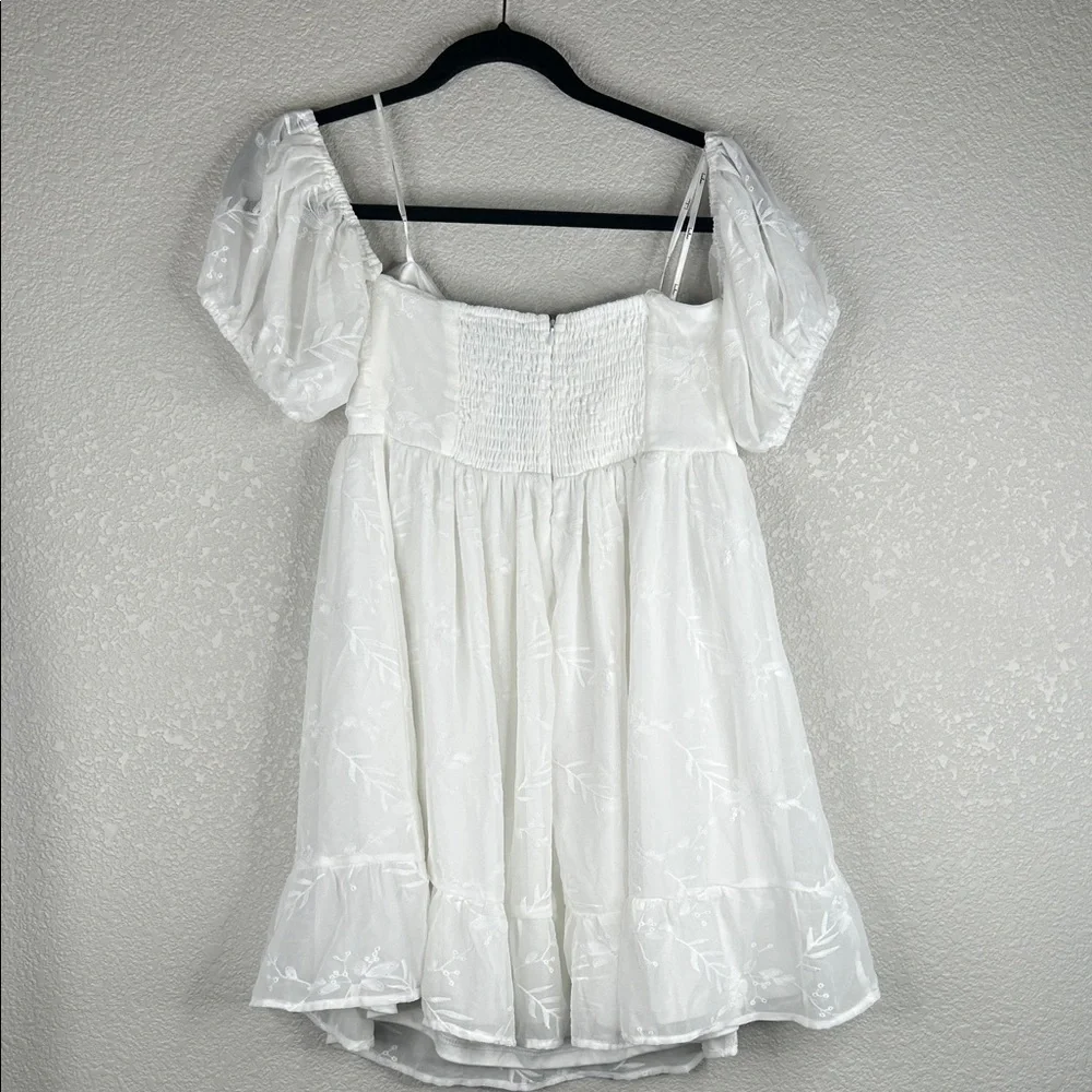 Lulus Cutest Icon White Embroidered Off-the-Shoulder Mini Dress Size Medium‎